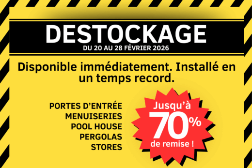 Déstockage exceptionnel de menuiseries jusqu’à -70%